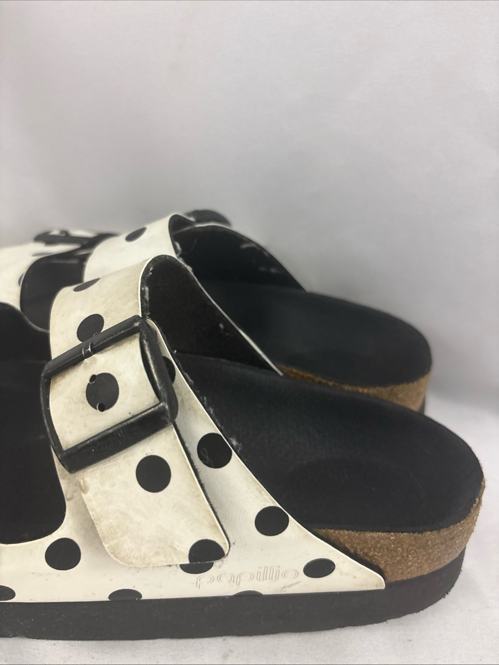 Papillio Arizona Platform Polka Dot Pattern Sandals 41 10-10.5US Black White - Picture 4 of 10